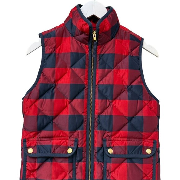 J.CREW Buffalo Check Vest XXS Puffer Red Blue Preppy Plaid Down Feather Jacket - Picture 3 of 11